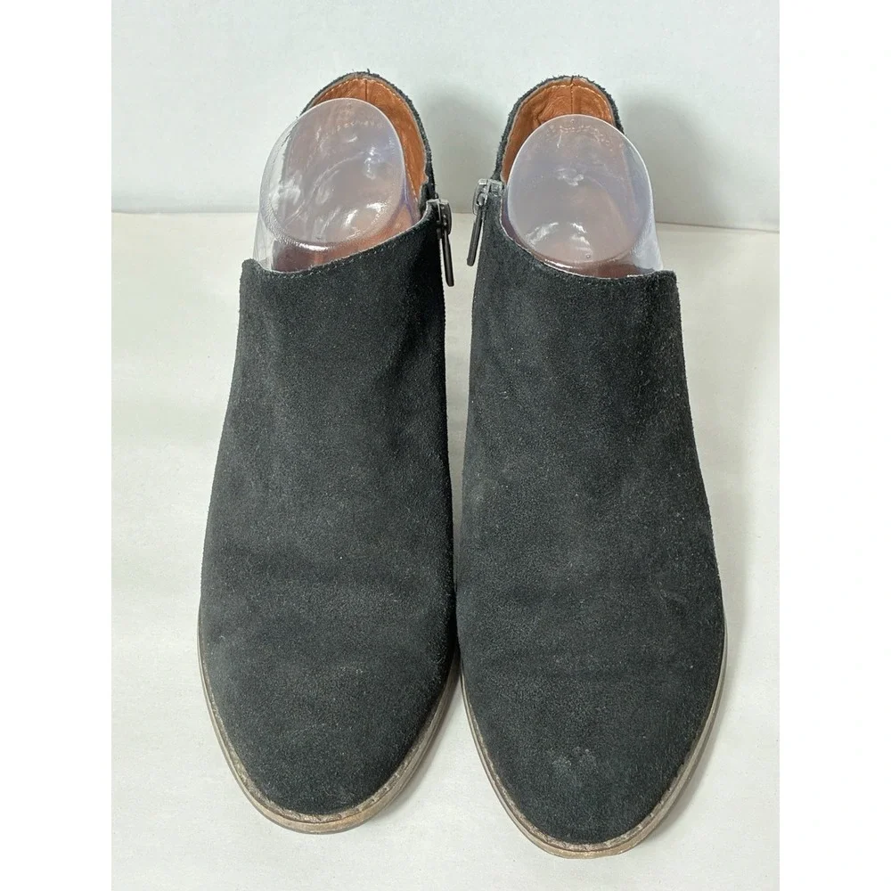Lucky Brand LP-FRANKELA Ankle Booties‎ Sz 8 Black Side Zip Genuine Leather